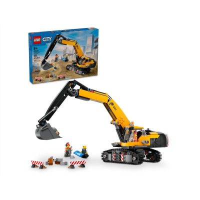 Lego City 60420 Escavatore da cantiere giallo Veicolo da Cantiere con Funzioni Reali e 3 Minifigure