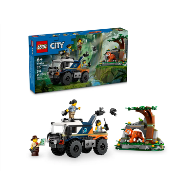 Lego City 60426 Fuoristrada dell’Esploratore della giungla con 3 Minifigure Tigre e Grotta