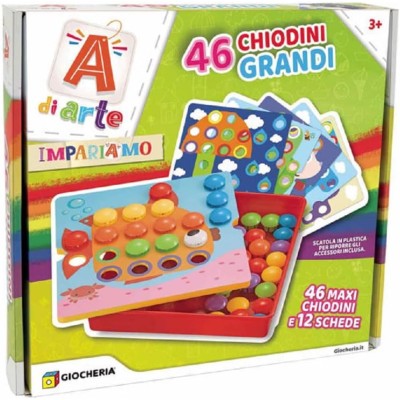 Giocheria GGI220123 Set 46 Chiodini con contenitore e schede per il gioco creativo