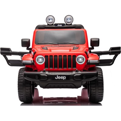 Auto Elettrica Macchina per Bambini 2 Posti Jeep Wrangler Rubicon 12V Fuoristrada con Ruote in Gomma Sedile in Pelle Telecomando