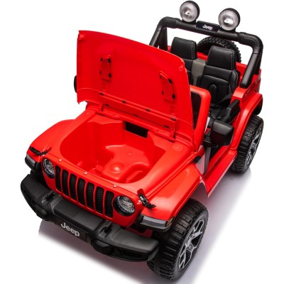 Auto Elettrica Macchina per Bambini 2 Posti Jeep Wrangler Rubicon 12V Fuoristrada con Ruote in Gomma Sedile in Pelle Telecomando