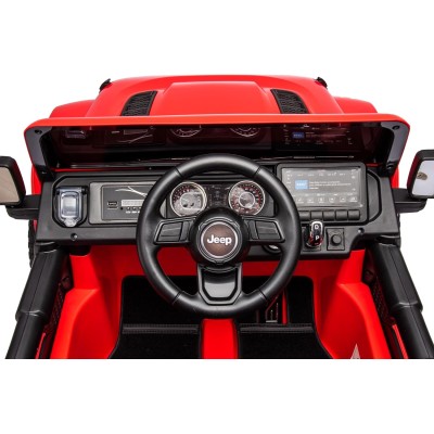 Auto Elettrica Macchina per Bambini 2 Posti Jeep Wrangler Rubicon 12V Fuoristrada con Ruote in Gomma Sedile in Pelle Telecomando