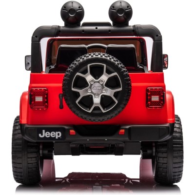 Auto Elettrica Macchina per Bambini 2 Posti Jeep Wrangler Rubicon 12V Fuoristrada con Ruote in Gomma Sedile in Pelle Telecomando