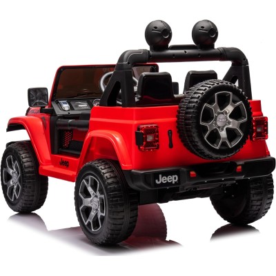 Auto Elettrica Macchina per Bambini 2 Posti Jeep Wrangler Rubicon 12V Fuoristrada con Ruote in Gomma Sedile in Pelle Telecomando