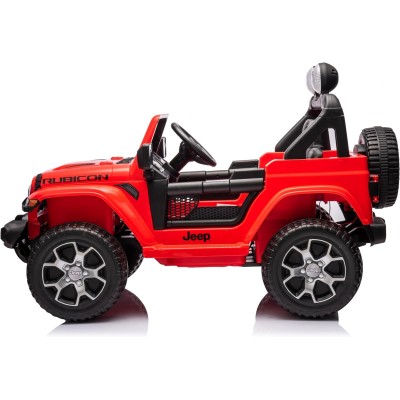 Auto Elettrica Macchina per Bambini 2 Posti Jeep Wrangler Rubicon 12V Fuoristrada con Ruote in Gomma Sedile in Pelle Telecomando