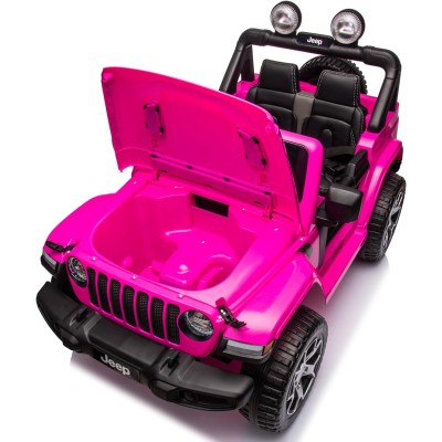 Auto Elettrica Macchina per Bambini 2 Posti Jeep Wrangler Rubicon 12V Fuoristrada con Ruote in Gomma Sedile in Pelle Telecomando