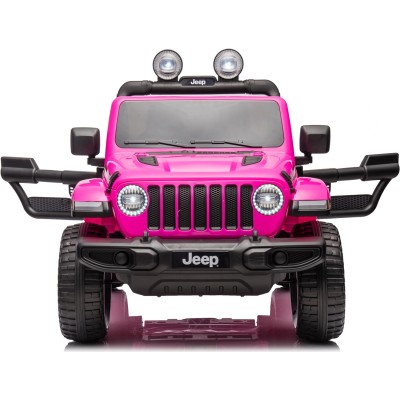 Auto Elettrica Macchina per Bambini 2 Posti Jeep Wrangler Rubicon 12V Fuoristrada con Ruote in Gomma Sedile in Pelle Telecomando