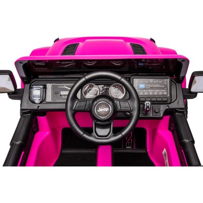 Auto Elettrica Macchina per Bambini 2 Posti Jeep Wrangler Rubicon 12V Fuoristrada con Ruote in Gomma Sedile in Pelle Telecomando