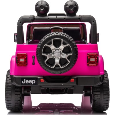 Auto Elettrica Macchina per Bambini 2 Posti Jeep Wrangler Rubicon 12V Fuoristrada con Ruote in Gomma Sedile in Pelle Telecomando