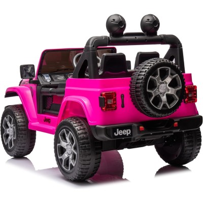 Auto Elettrica Macchina per Bambini 2 Posti Jeep Wrangler Rubicon 12V Fuoristrada con Ruote in Gomma Sedile in Pelle Telecomando