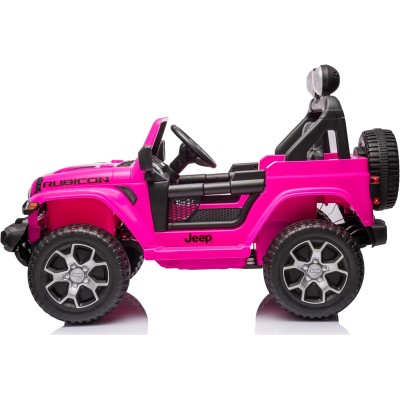 Auto Elettrica Macchina per Bambini 2 Posti Jeep Wrangler Rubicon 12V Fuoristrada con Ruote in Gomma Sedile in Pelle Telecomando