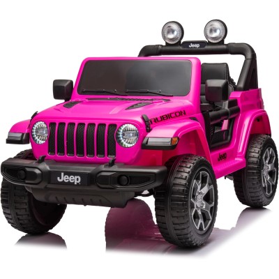 Auto Elettrica Macchina per Bambini 2 Posti Jeep Wrangler Rubicon 12V Fuoristrada con Ruote in Gomma Sedile in Pelle Telecomando