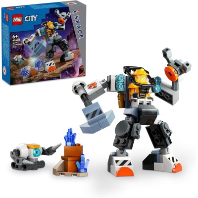 LEGO City 60428 Mech di Costruzione Spaziale Tuta Snodabile e Meccanizzata con Minifigure del Pilota e Figura di Robot