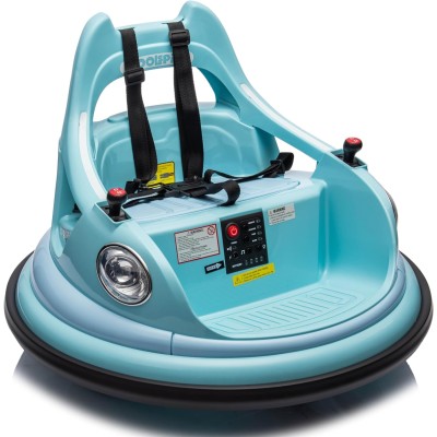 Autoscontro Elettrico per Bambini 12V Girevole 360° con Telecomando, Cintura di Sicurezza, Luci LED e Musica