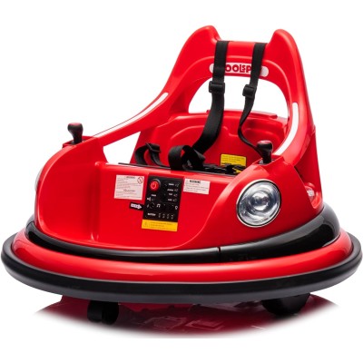 Autoscontro Elettrico per Bambini 12V Girevole 360° con Telecomando, Cintura di Sicurezza, Luci LED e Musica