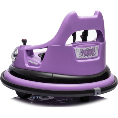 Autoscontro Elettrico per Bambini 12V Girevole 360° con Telecomando, Cintura di Sicurezza, Luci LED e Musica