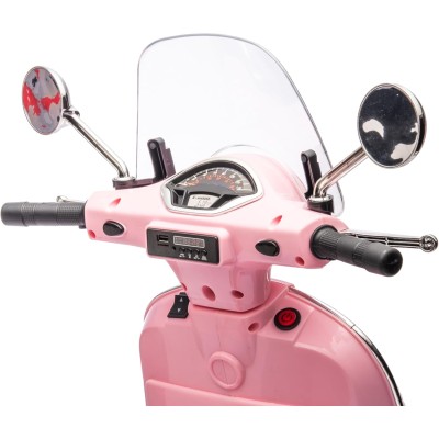 Moto Elettrica Scooter Per Bambini VESPA GTS SUPER 12V con Bauletto MP3 Luci a Led Sedile in Pelle Full Optional