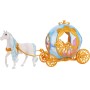 Mattel HYM33 Disney Princess Carrozza di Cenerentola con cavallo bianco con criniera e coda spazzolabili e tanti accessori