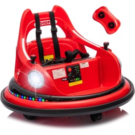 Autoscontro Elettrico per Bambini 12V Girevole 360° con Telecomando, Cintura di Sicurezza, Luci LED e Musica