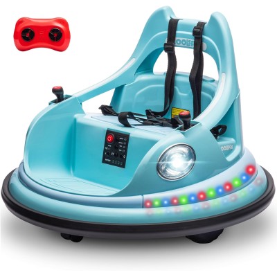 Autoscontro Elettrico per Bambini 12V Girevole 360° con Telecomando, Cintura di Sicurezza, Luci LED e Musica
