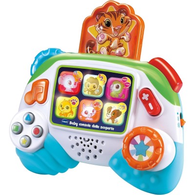 VTech 609107 Baby Console delle Scoperte Joystick Interattivo Impara gli Animali e l'Alfabeto con Pulsanti Realistici