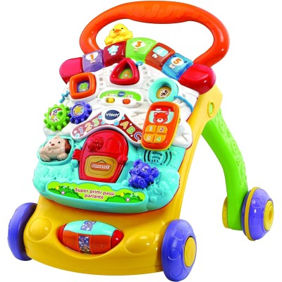 VTech 505607 Super Primi Passi Parlante 2in1 con Sensore di Movimento e Sistema Frenante con Animali e Numeri