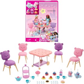 Mattel HMM65 Barbie Servizio da tè con carrello con ruote girevoli e tanti accessori