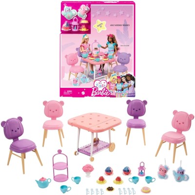 Mattel HMM65 Barbie Servizio da tè con carrello con ruote girevoli e tanti accessori