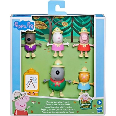 Hasbro F4832 Peppa Pig Campeggio con gli amici con 5 figure Peppa Candy Danny Suzy e il Sig. Wolf