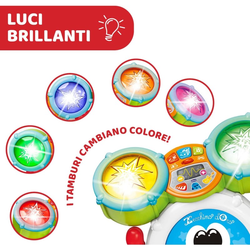 Chicco 098201 Rocky la Batteria Strumento Musicale con Modalità