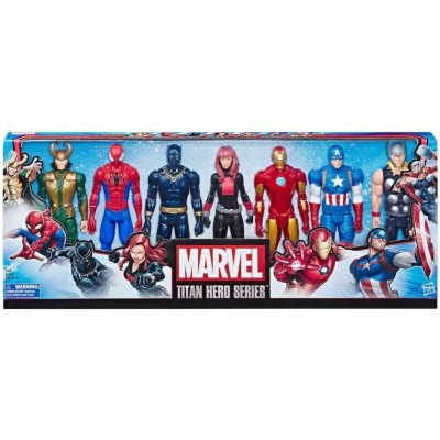 Hasbro E5178 Marvel Avengers Titan Heroes Multipack 7 personaggi tra cui Loki e Vedova Nera