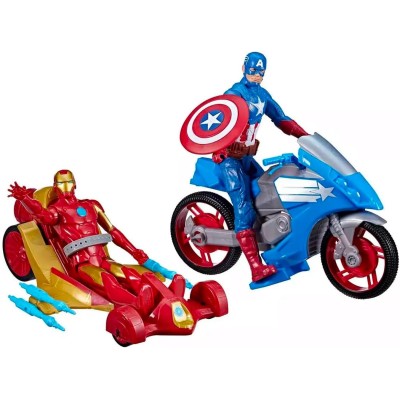 Hasbro F3532 Marvel Avengers Titan Hero Iron Man e Captain America con Veicolo Rolling Rescue