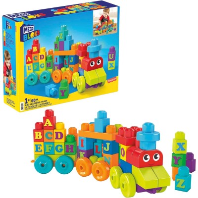 Mattel DXH35 MEGA Bloks - impara con il trenino con blocchi per costruire e imparare l'alfabeto