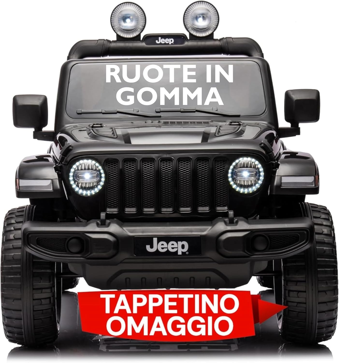 Auto Elettrica per Bambini 2 Posti Jeep Wrangler 12V Ruote in Gomma - Foto 12 di 50