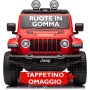 Auto Elettrica Macchina per Bambini 2 Posti Jeep Wrangler Rubicon 12V con Ruote in Gomma Sedile in Pelle Telecomando