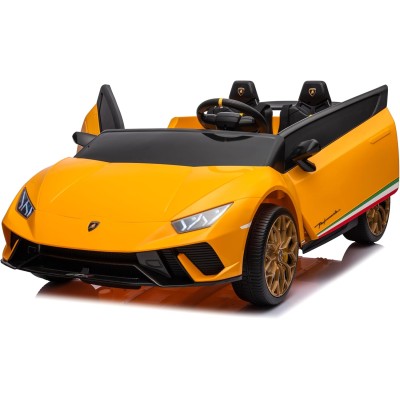 Auto Elettrica Macchina per Bambini 24V Lamborghini Huracan Spyder 2 Posti con Sedile in Pelle e Ruote in Gomma