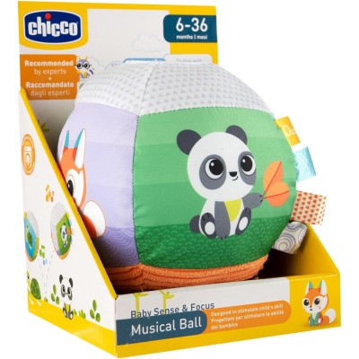 Chicco 115640 Palla Musicale Elettronica con Melodie e Suoni Tessuti e Etichette e Specchietto per Giochi di Luce