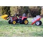 Trattore Elettrico 12V per Bambini Cavalcabile con Pala Meccanica Ruspa Scavatrice e Rimorchio