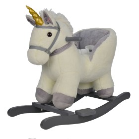 Animali a Dondolo per Bambini 18-36 Mesi Cavalcabile in Legno e Peluche con Suoni Realistici e Cintura di Sicurezza Animali a Dondolo per Bambini 18-36 Mesi Cavalcabile in Legno e Peluche con Suoni Realistici e Cintura di Sicurezza