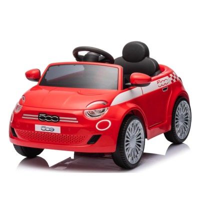 Macchina a Spinta per Bambini Fiat 500 con Poggiapiedi Regolabile Push Car con Asta Direzionabile Suoni