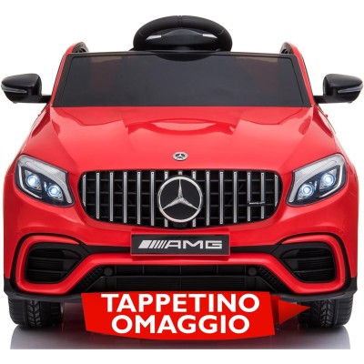 Macchina Elettrica per Bambini 12V Mercedes GLC 63S con Sedile in Pelle Telecomando e Tappetini in Omaggio