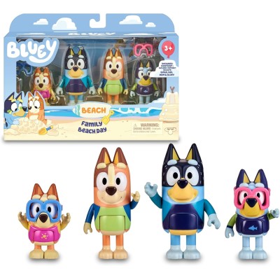 Giochi Preziosi BLY63100 Bluey Set Da 4 Personaggi Articolati con Accessori A Tema Beach