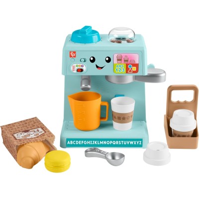 Fisher-Price HYT02 La Mia Prima Macchinetta del Caffè con pulsanti musica e suoni e 8 accessori inclusi