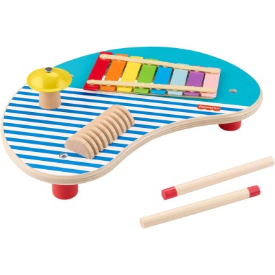 Fisher-Price HXT91 Tavolino Musicale in Legno set con tavolino e 2 bacchette per lo sviluppo delle capacità motorie e sensoriali