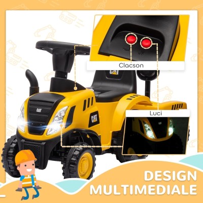 Primi Passi Trattore Cavalcabile per Bambini con Rimorchio Paletta e Rastrello inclusi con Suoni