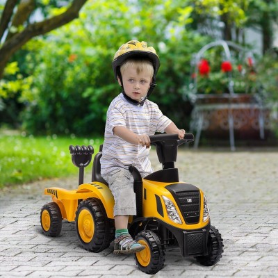 Primi Passi Trattore Cavalcabile per Bambini con Rimorchio Paletta e Rastrello inclusi con Suoni