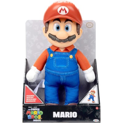 JAKKS Pacific Super Mario Bros Movie Plush di Super Mario posabile alto 35 cm con occhi realistici