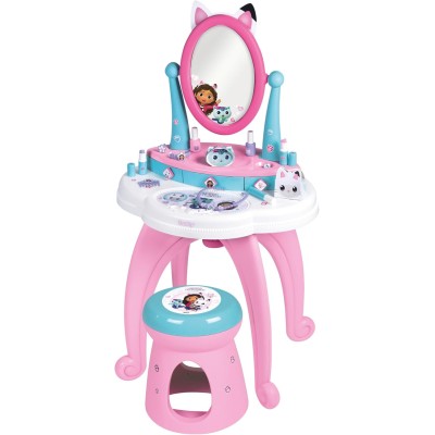 Smoby 7600320254 Gabby's Dollhouse Specchiera 2in1 con Sgabello e 12 accessori Specchio orientabile