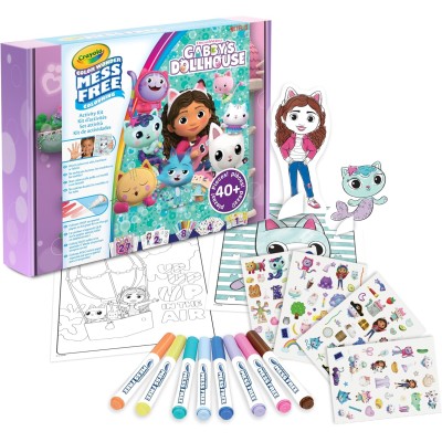 CRAYOLA 75-7170 Activity Set Gabby's Dollhouse con Pagine da colorare Pennarelli Adesivi e Personaggi pop-up