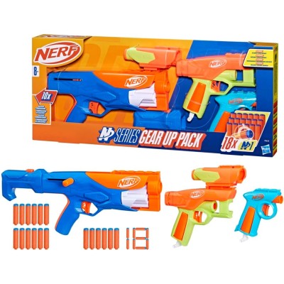 Hasbro F8633 Nerf Serie N Set da 3 blaster 18 dardi Nerf N1